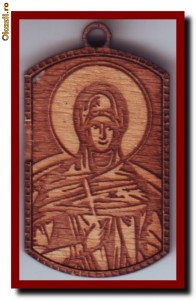 Pandantiv sfintit Sf. Parascheva, gravura in lemn (tip 2) foto