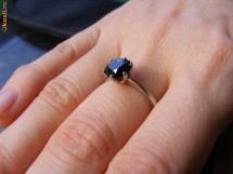Inel solitaire aur 14K DIAMANT negru 7.1*5mm (1.65 CT) foto