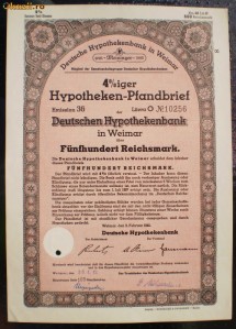 23. GERMANIA ACT IPOTECAR 500 REICHSMARK 2.02.1942 WEIMAR foto