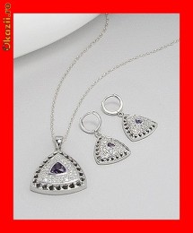 Set Cercei Si Pandantiv Argint 925-Zirconiu Model Elegant SAG-020 foto