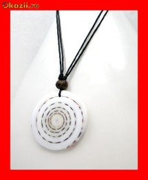 Lant Fantezie Bumbac-Pandantiv Mare Forma Cerc Abalone Alb LFAN-008 foto