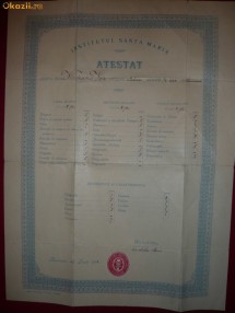 DIPLOMA A INSTITUTULUI SANTA MARIA BUCURESTI 1898 foto