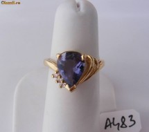 Inel aur 14K, 4.5g, montura IOLIT 2CT si 3 BRILIANTE de 2mm foto
