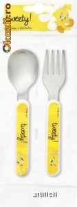 Set tacamuri furculita si lingura TWEETY YELLOW foto