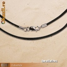 Snur de piele neagra 42,5 mm cu inchizatoare de inox Z400 foto