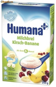 Cereale Humana cu lapte CIRESE + BANANE (bebe peste 6 luni) 250 gr, GERMANIA (livrare gratuita la comenzi peste 70 lei - vezi detalii in poza nr.2) foto