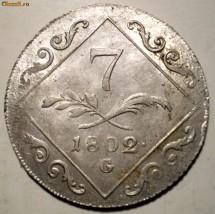 C.188 AUSTRIA 7 KREUZER 1802 G BAIA MARE XF/AUNC ARGINT foto