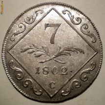 C.187 AUSTRIA 7 KREUZER 1802 C XF/AUNC ARGINT foto