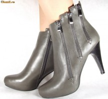 Botine dama/dame/femei gri casual cu toc (cod AM611) foto