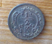 Ungaria, (Austria), Transilvania, 1/2 K (kreuzer), 1764 C-A, Francisc, XFine (R!) foto