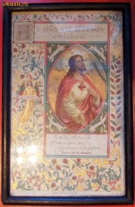 Litografie religioasa catolica ,  prima comuniune  1897 . foto