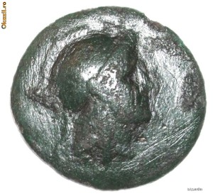 GRECIA ANTICA - PERGAMON , ZEITA ATENA REVERS  BUFNITA , SEC II i.Hr. , diametru : 21mm foto