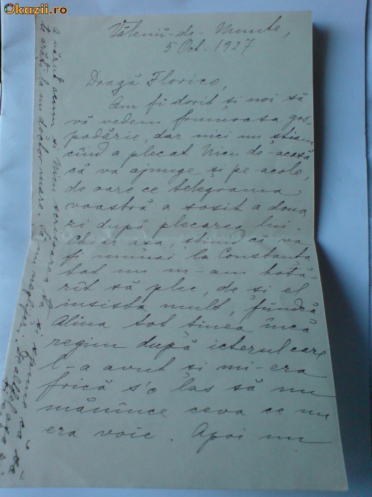 Scrisoare Ecaterina(Catinca)Iorga,Valenii de Munte 5 oct 1927 foto mare