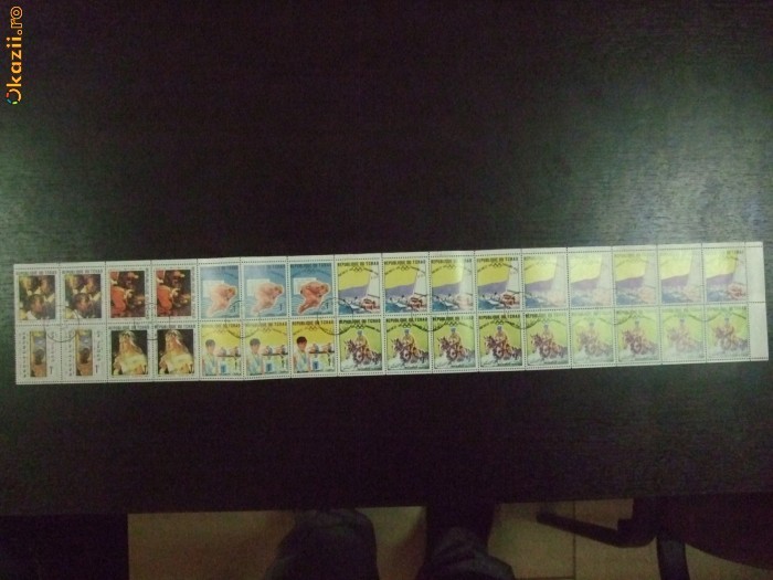 Tchad , straif de timbre stampilate , 12 euro foto mare