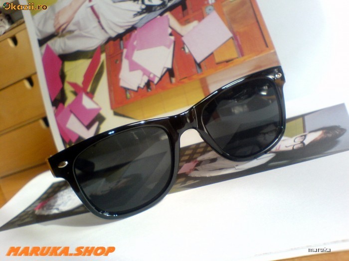 OCHELARI DE SOARE STIL Ray-Ban WAYFARER BLACK SUPER RETRO ! pe NEGRU FULL, marime MEDIE MICA TRANSPORT GRATUIT !! foto mare