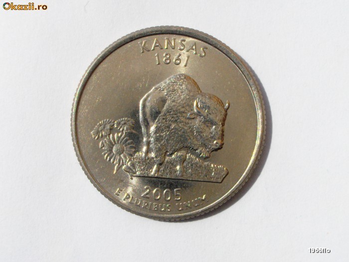 USA / SUA QUARTER 25 CENTS KANSAS 2005 D 2 ** foto mare