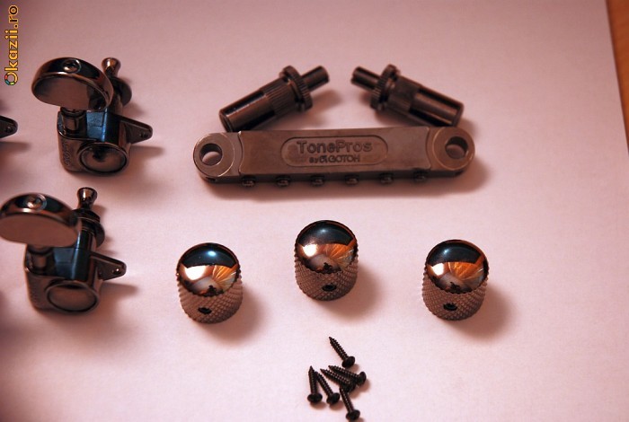 Set complet TonePros, Groover, knobs - BLACK CHROME foto mare