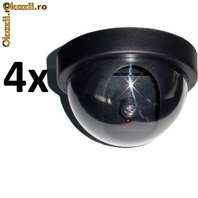 Kit 4 x camera de supraveghere falsa stil dome cu led foto mare