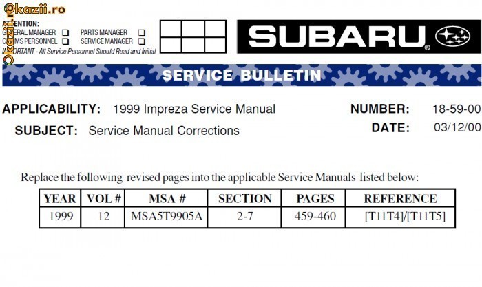 SUBARU T.I.S - Workshop Manual foto mare