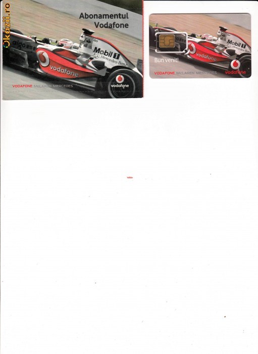 CARTELA VODAFONE - Mc. Laren  nefolosita . Cartela absolut noua . foto mare