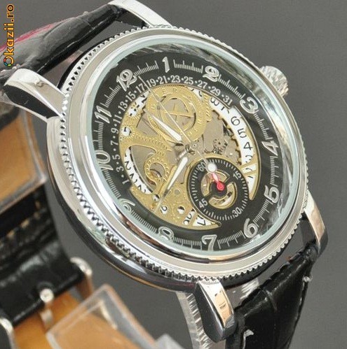 Ceas mecanic automatic skeleton GOER foto mare