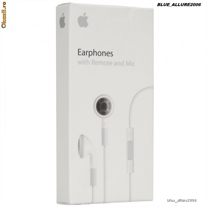 CASTI APPLE CU MICROFON SI COMENZI(TELECOMANDA)ORIGINALE-SIGILATE-MB770! foto mare