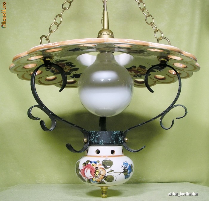 SUPERBA LAMPA CU CERMICA PICTATA - GERMANIA foto mare