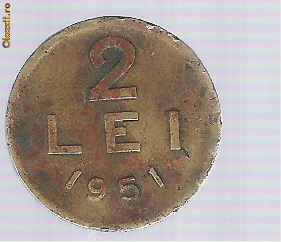 2 lei 1951 al-bronz FOARTE RAR foto mare