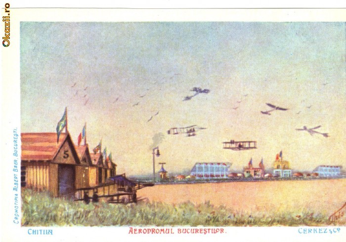 Carte postala ilustrata AVIATIE -  Aerodromul Bucurestilor-Chitila, intreg postal foto mare