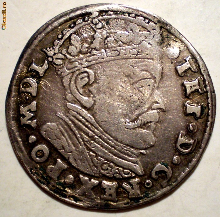 C.025 POLONIA LITUANIA STEPHAN BATHORY TRIPLUGROS 1584 ARGINT 2,42g foto mare
