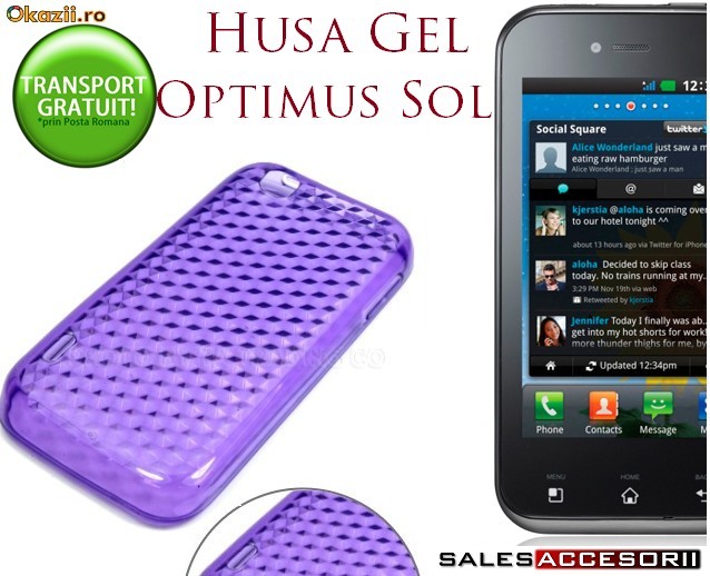 HUSA MOV GEL - SILICON LG E730 OPTIMUS SOL - TRANSPORT GRATUIT foto mare