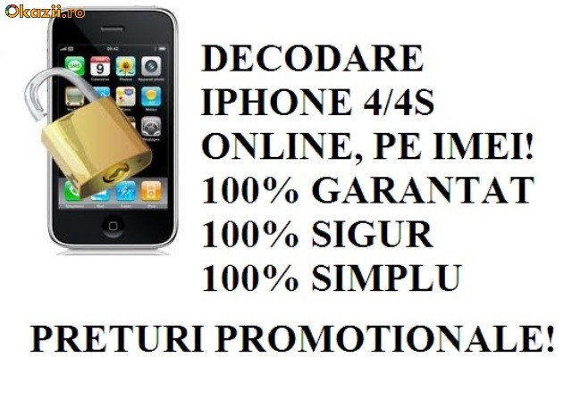 DECODEZ  IPHONE PE BAZA IMEI, ONLINE! DECODARE PERMANENTA, DEFINITIVA!! CEL MAI MIC PRET!! foto mare