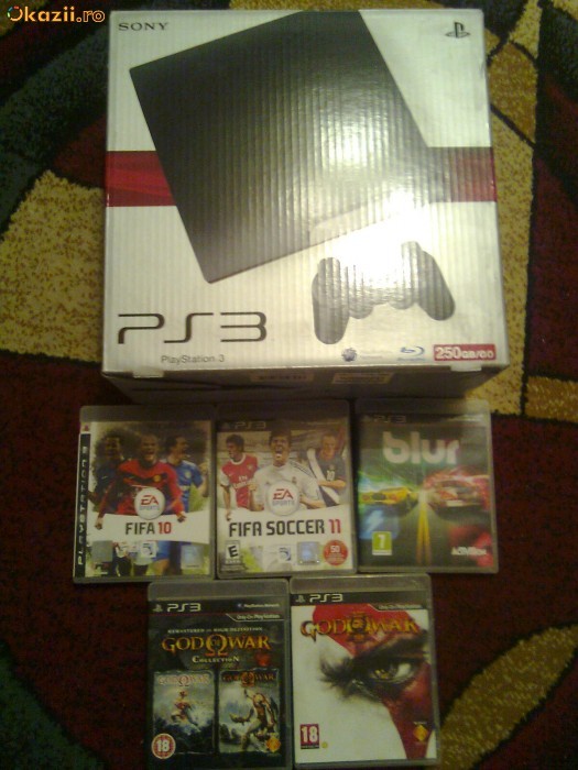 playstation 3 250 gb + 6 jocuri foto mare