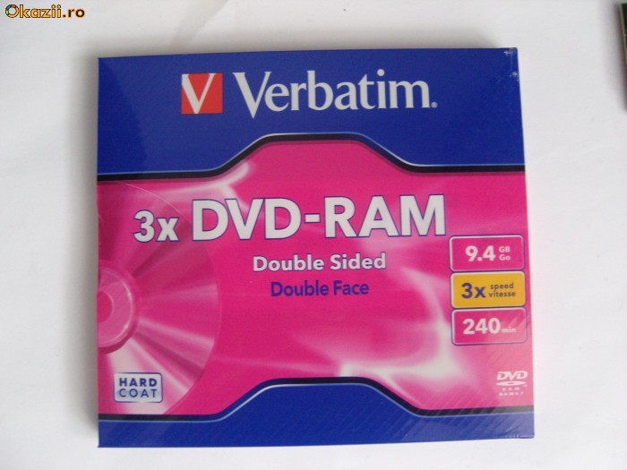 Discuri DVD-RAM Verbatim, Double Face, tip cartus foto mare
