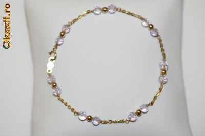 deosebita bratara aur galben 14K cu ametiste naturale roz 1.5CT ieftina foto mare