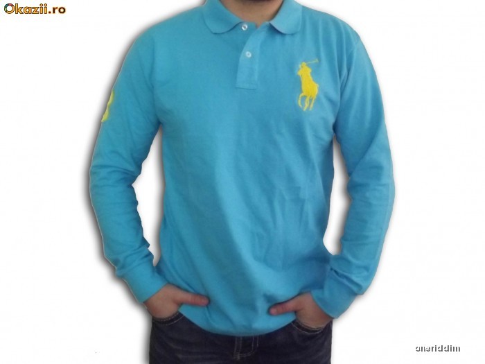 Tricou Ralph Lauren- maneca lunga- turcoaz XXL foto mare
