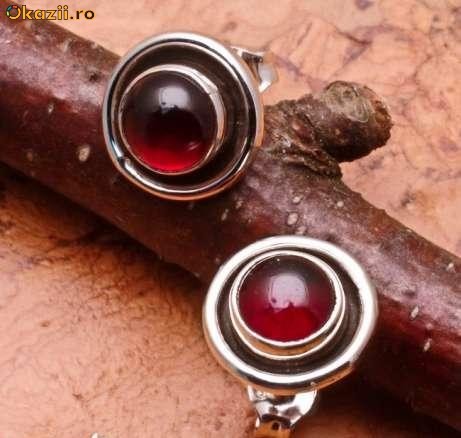 Cercei argint .925 si Natural Garnet foto mare