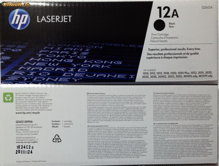 CARTUS TONER HP Q2612A ORIGINAL, SIGILAT foto mare